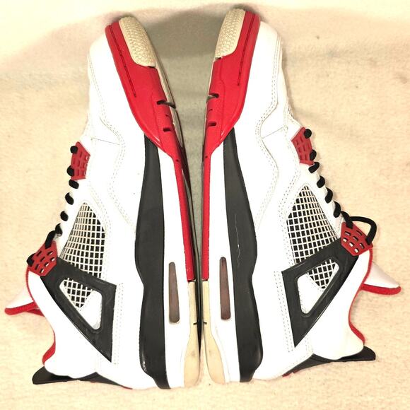 Nike Air Jordan Retro 4 308497-110 White/Red/Black Shoes Men's 8.5 Fire Red EUC - Picture 7 of 16
